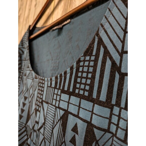 Lucy Diamonds Cropped Peplum Aztec Top Teal Velvet Scoop Neck 1X - Picture 4 of 11